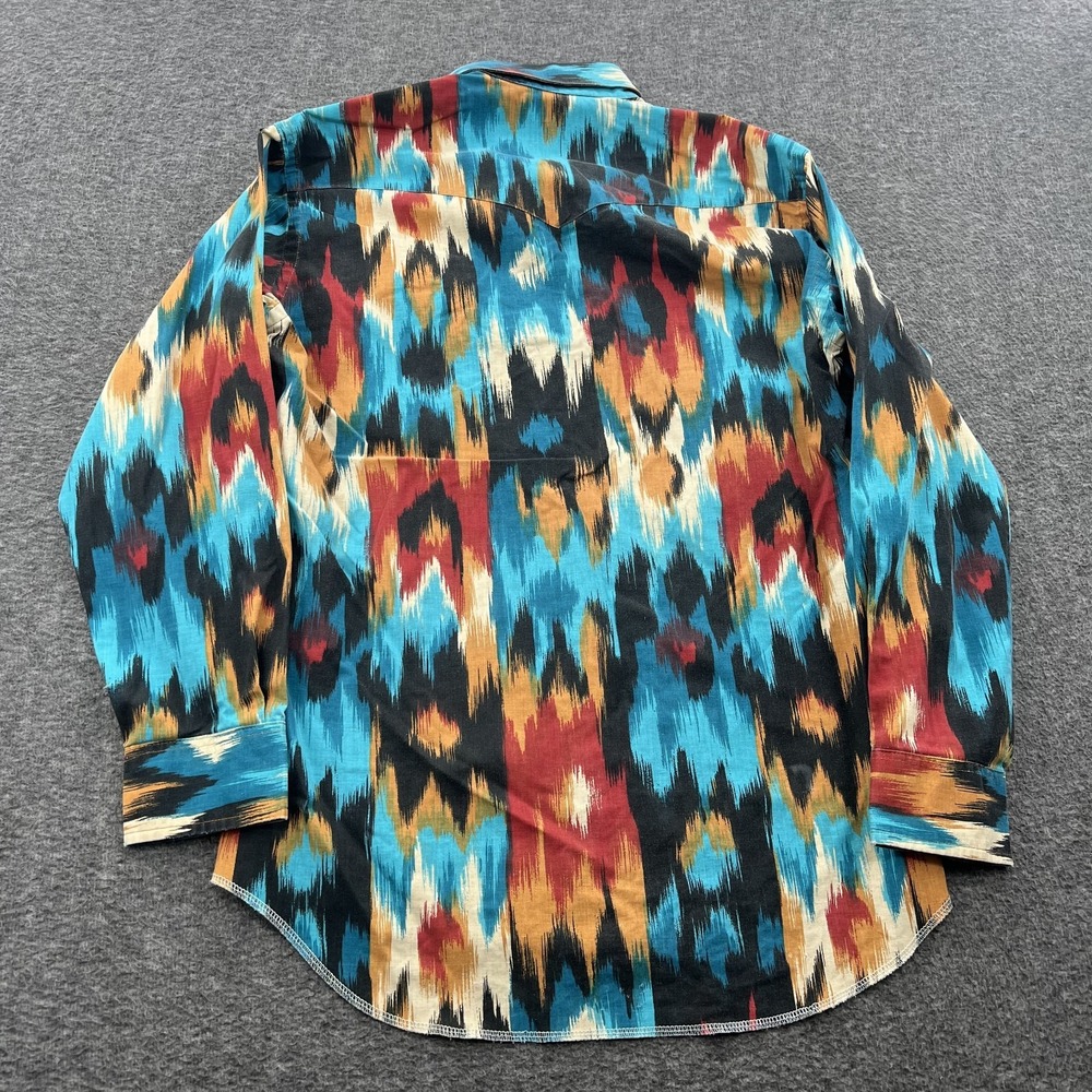 Wrangler Brushpopper Shirt Mens 16-33 Made in USA Western Tribal Native LS *FLAW - Picture 10 of 12